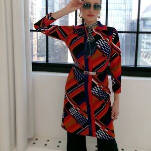 Chic Long Sleeve Geometric Dress